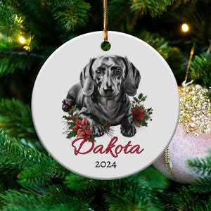 Custom Dachshund Christmas Ornament, Personalized Pet Ornament, Pet Memorial Ornament, Dog Lover Gift, Personalized Holiday Keepsake