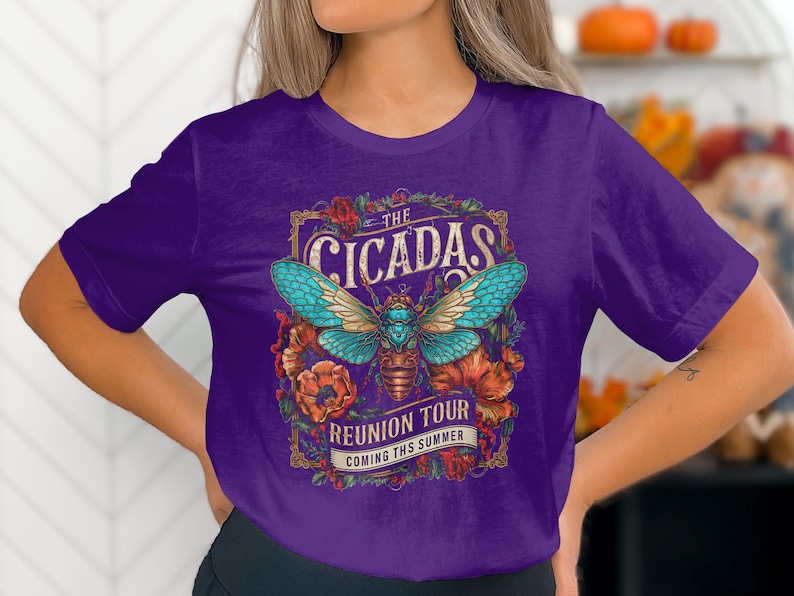 The Cicadas Reunion Tour T-Shirt, Retro Music Band Shirt, Summer Concert Tee, Vintage Insect Design, Unique Graphic Tee, Music Lover Gift image 4