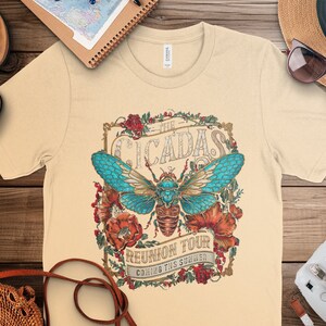 The Cicadas Reunion Tour T-Shirt, Retro Music Band Shirt, Summer Concert Tee, Vintage Insect Design, Unique Graphic Tee, Music Lover Gift image 8