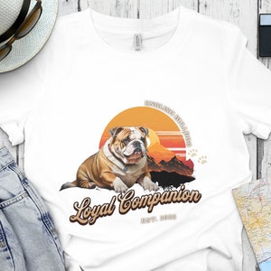 English Bulldog T-Shirt, Loyal Companion Dog Lover Tee, Est. 2023 Casual Wear, Pet Owner Gift, Animal Graphic Shirt, Unisex Top