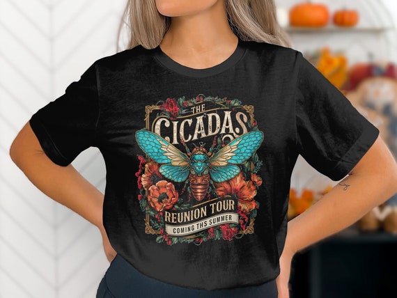 The Cicadas Reunion Tour T-Shirt, Retro Music Band Shirt, Summer Concert Tee, Vintage Insect Design, Unique Graphic Tee, Music Lover Gift