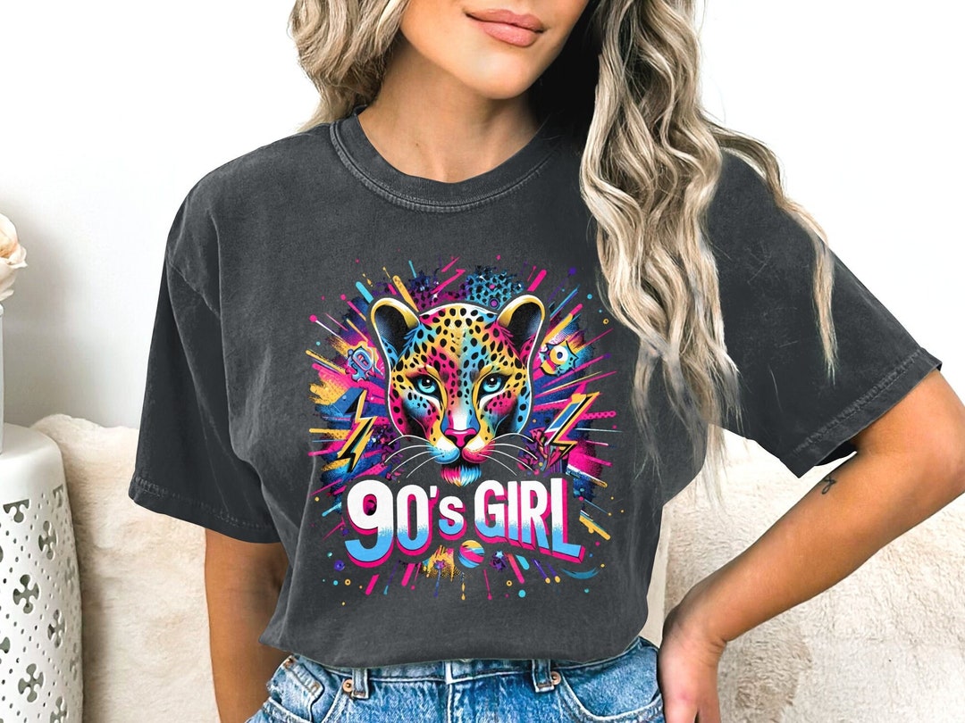 トップス 90 Logo Girl Tee pink leopard S 90s Multi Colored Shirt 90's Girl, Leopard Print Retro Style