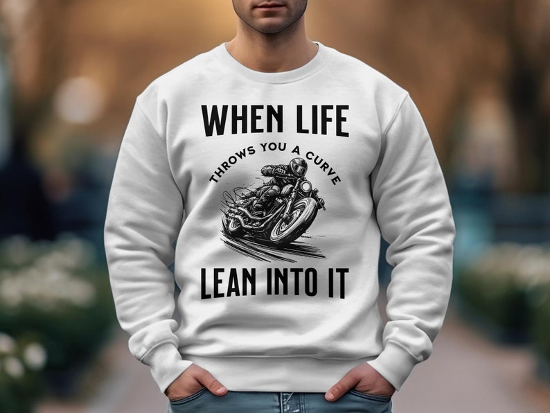 Biker T-shirt | Motorcycle Rider Gift | Lean Into It Inspirational Shirt | Motorbike Apparel | Motorcycle Enthusiast Tee. image 5