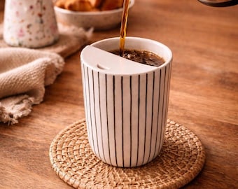 black coffee cup and saucer 8oz Coffee Cup with Saucer – Lineage Ceramics main image 1