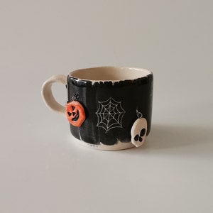 Halloween Cup - Enchanting Handmade Ceramic Cup with Spooky Hangings – Truly Unique Halloween Decor