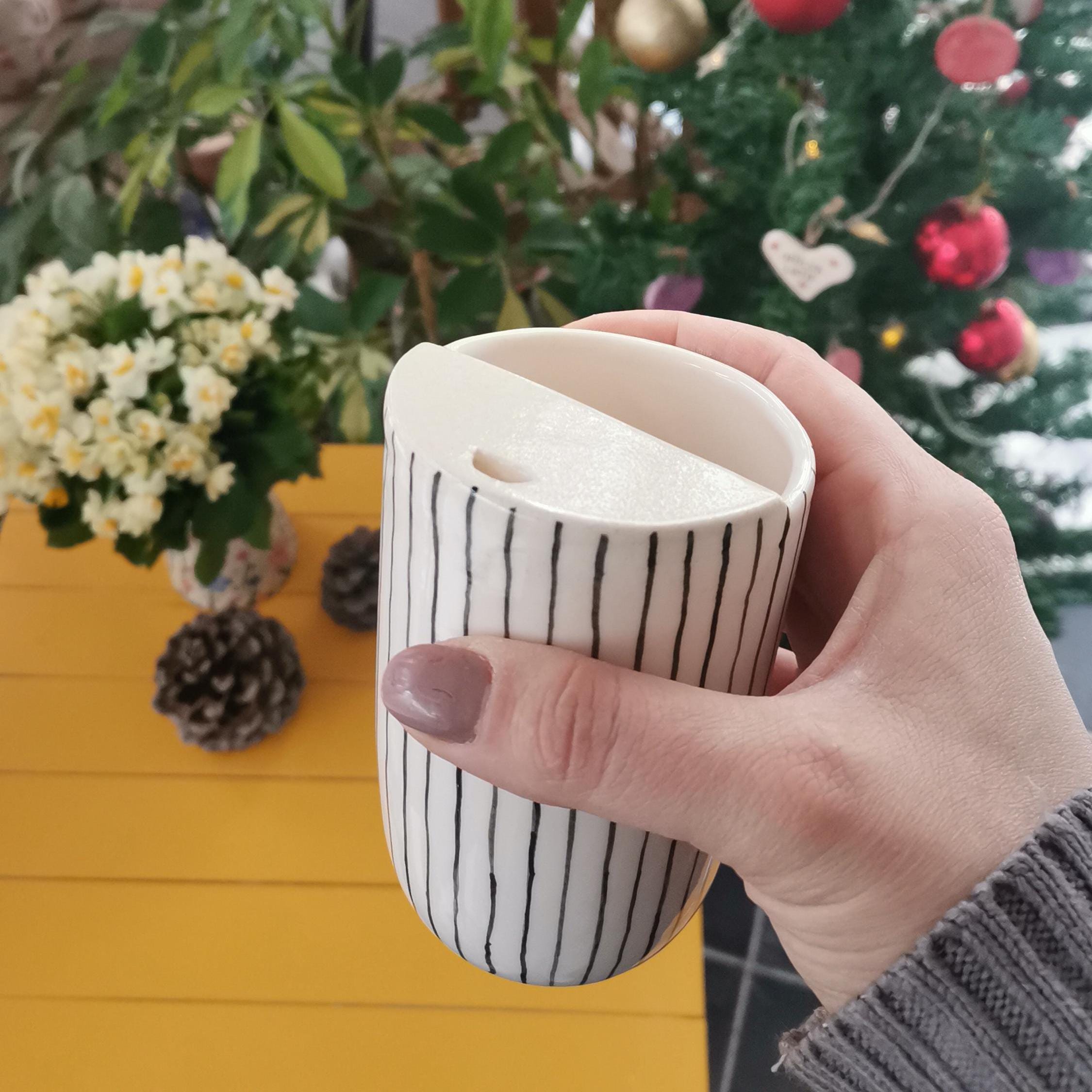 Handmade Ceramic To-Go Cup | Eco-Friendly Travel Mug | Unique Pottery Coffee Cup