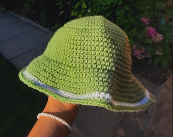 Handmade Crochet Sage Green Bucket Hat