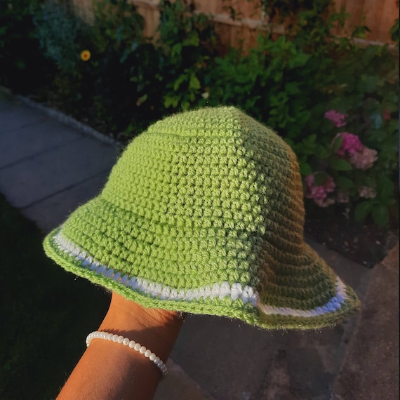 Handmade Crochet Sage Green Bucket Hat 