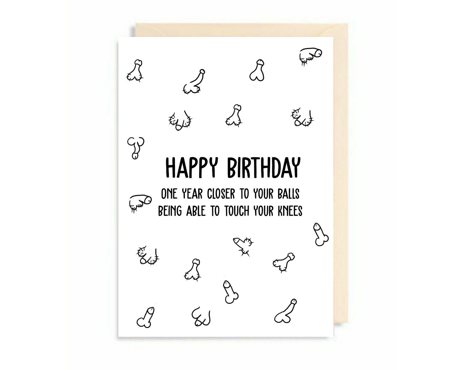 A5 Penis Illustration Birthday Greeting Cards Funny Saggy | Etsy