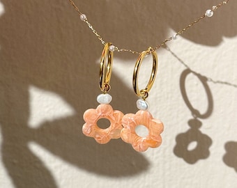 Flower Pearl Hoops