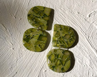 Apple Green Faux Stone Dangle Stud Earrings