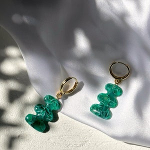 Emerald Faux Stone Small Bead Huggies image 1