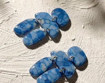 Denim Blue Faux Stone Clay Earrings