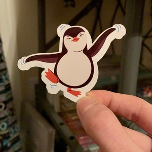 Tanzender Pinguin Aufkleber für Laptop, Telefon, iPad Hülle, Tastatur, Bücher