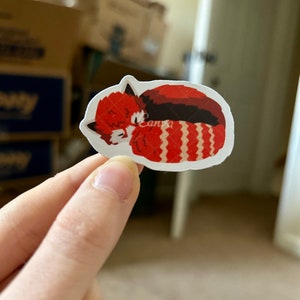 Adesivo brilhante de panda vermelho dormindo para laptop, telefone, capa de iPad, teclado, livros