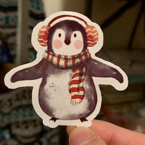 Pinguin Weihnachtsaufkleber für Laptop, Handy, iPad Hülle, Tastatur, Bücher