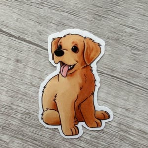L'adesivo impermeabile lucido Golden Retriever è per laptop, telefono, custodia per iPad, tastiera, libri