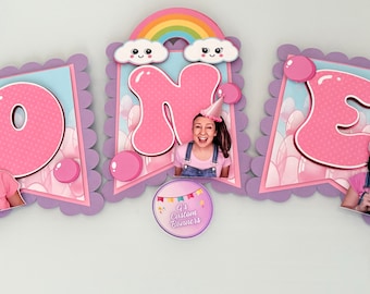 Ms. Rachel High Chair Banner/ Bubblegum/ Pink and Purple