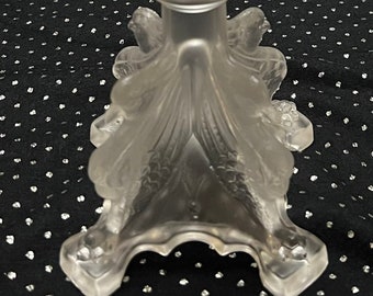 Antique French Frosted Glass Birds Candlestick - 19th Century