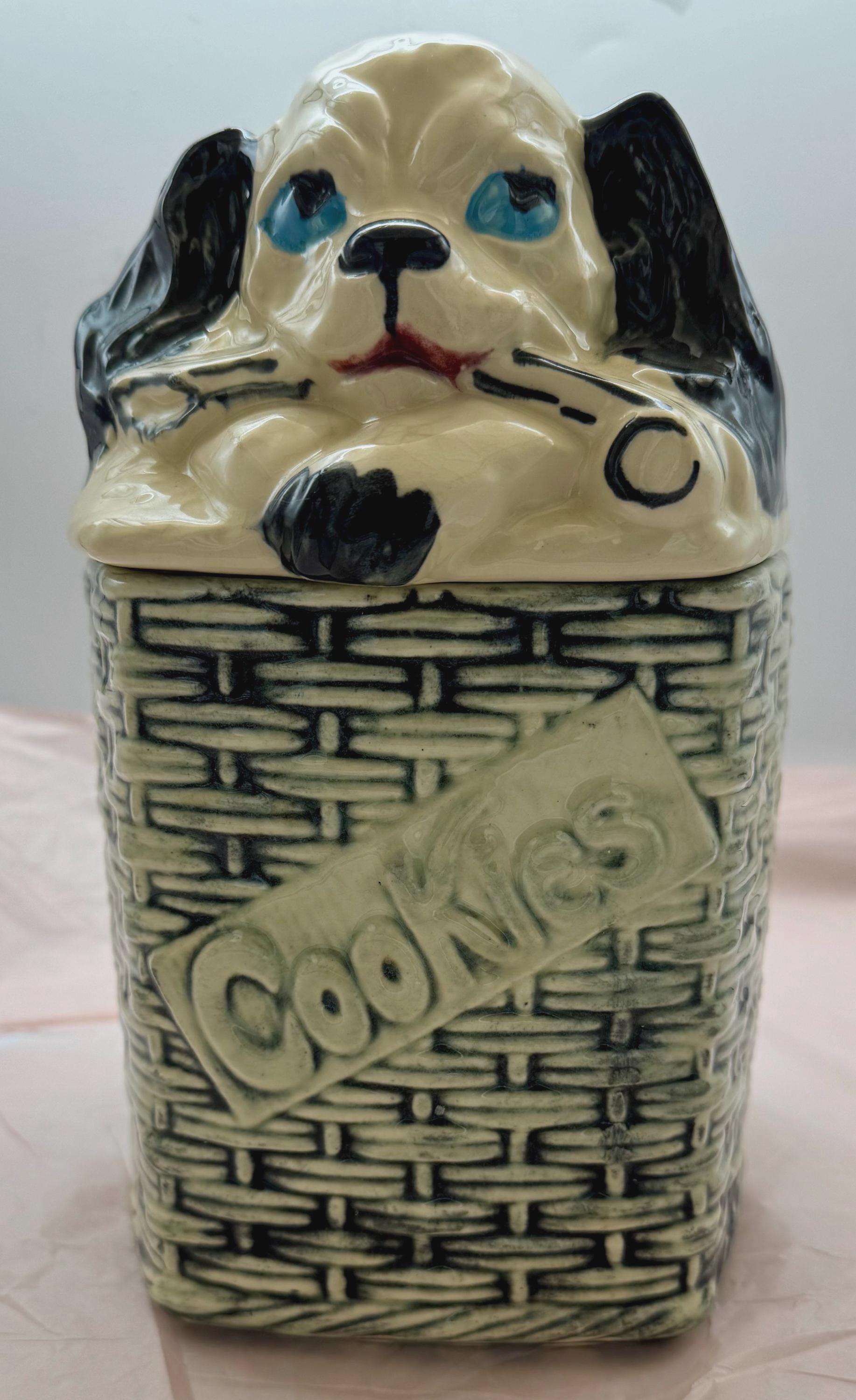 Vintage 1950s Mccoy Puppy Dog in Blue Basket Ceramic Cookie Jar - Etsy