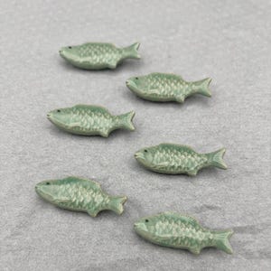 Set 6 Vintage signed Korean Celadon Pircelain Miniature Fish