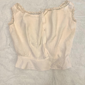 Antique Victorian White Cotton Pique Crochet Camisole