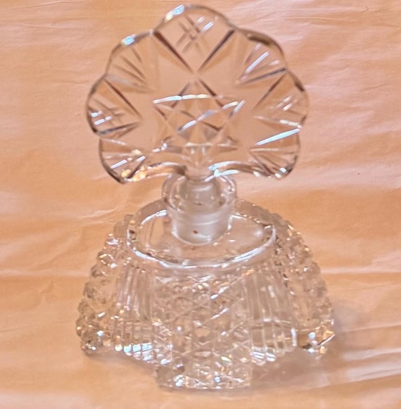 Vintage Czech Clear Cut Glass Perfume scent Bottle