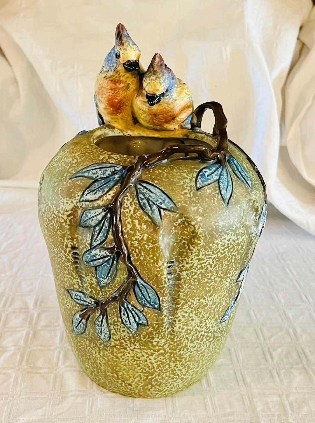 Great Antique Czech Amphora Pottery Double Parrots Etsy