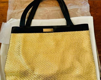 Versace Parfym Guld Metallisk Svart Stor Tygväska Oanvänd Aldrig
