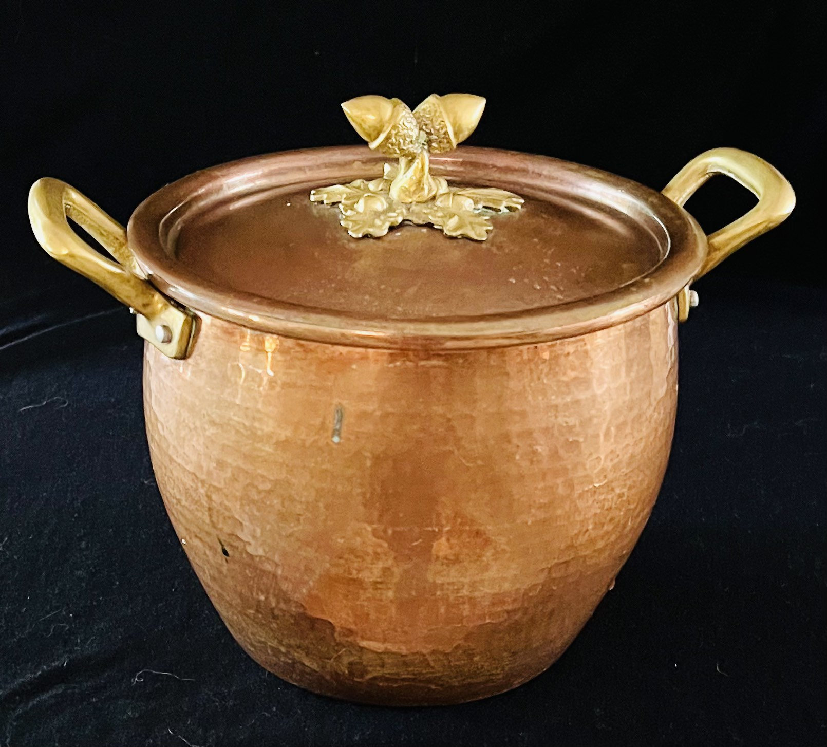 Copper Soup Pot Dutch Oven Brass Handles & Lid Antique WALDOW Brooklyn NY 10  Steel Vintage Cookware French Style 5-quart Rondeau Sauté Pan 