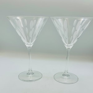 Paar 2 Elegante geätzte MCM Design Martini Glass Stems