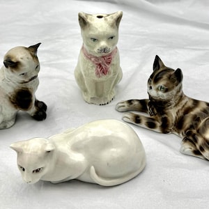 Set 4 Charming Antique German Mini Porcelain Kitty Cat Figurines
