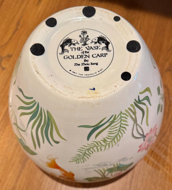 七福神宝船牙彫根付 銘：玉宝斎（龍珍） Large Golden Carp Franklin Mint Zhe Zhou Jiang Porcelain