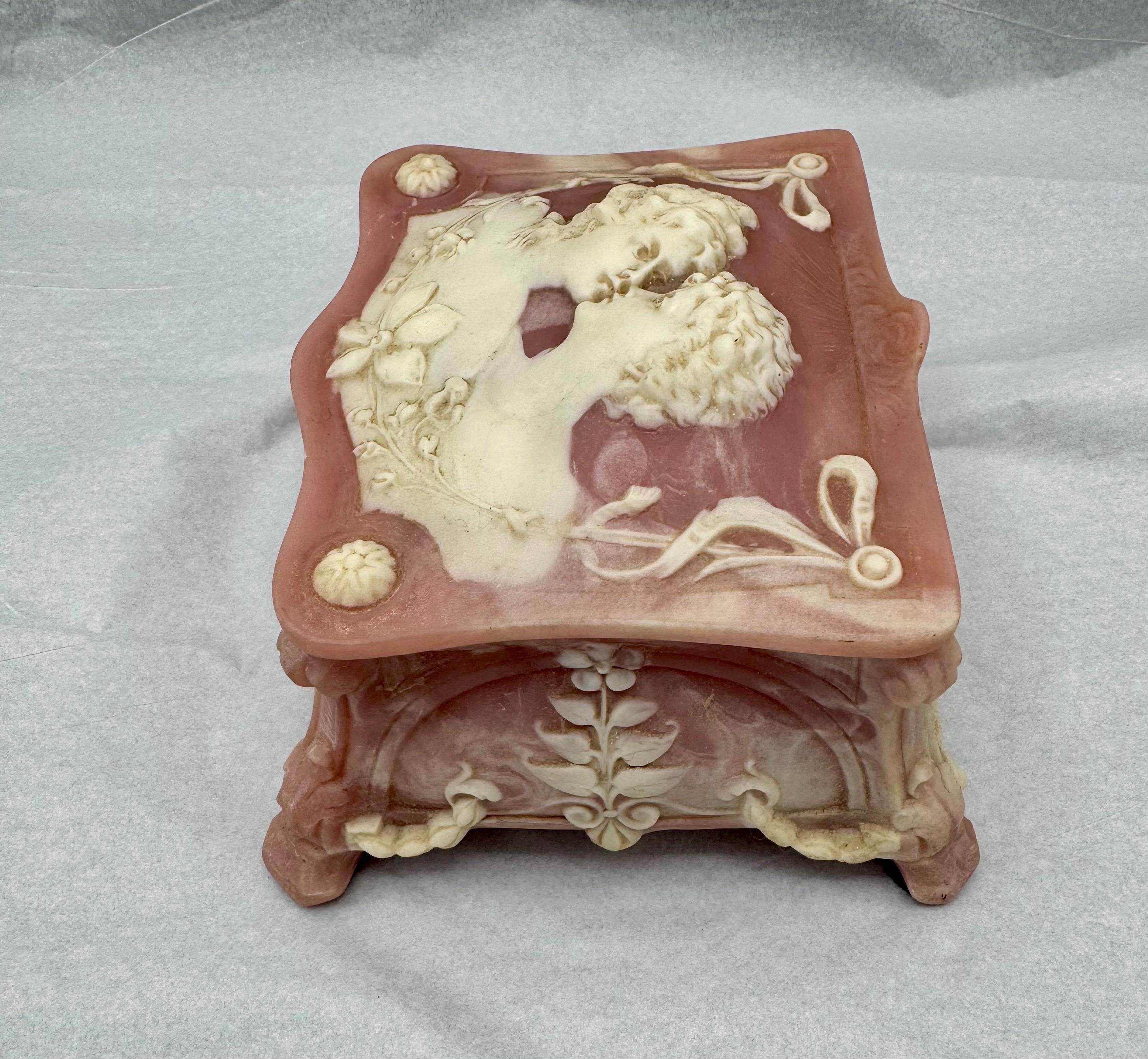 Pink Incolay Box Vintage Incolay Stone Pink Kissing Lover Cameos Jewelry Trinket Box - Etsy