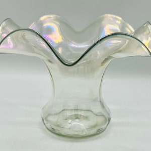 Art Nouveau Iridescent Glass Vase: Signed Czech Manganese Glass