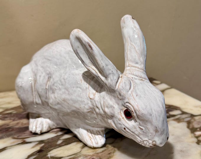 Vintage French Bavent Pottery White Glazed Bunny Rabbit Sculpture ...