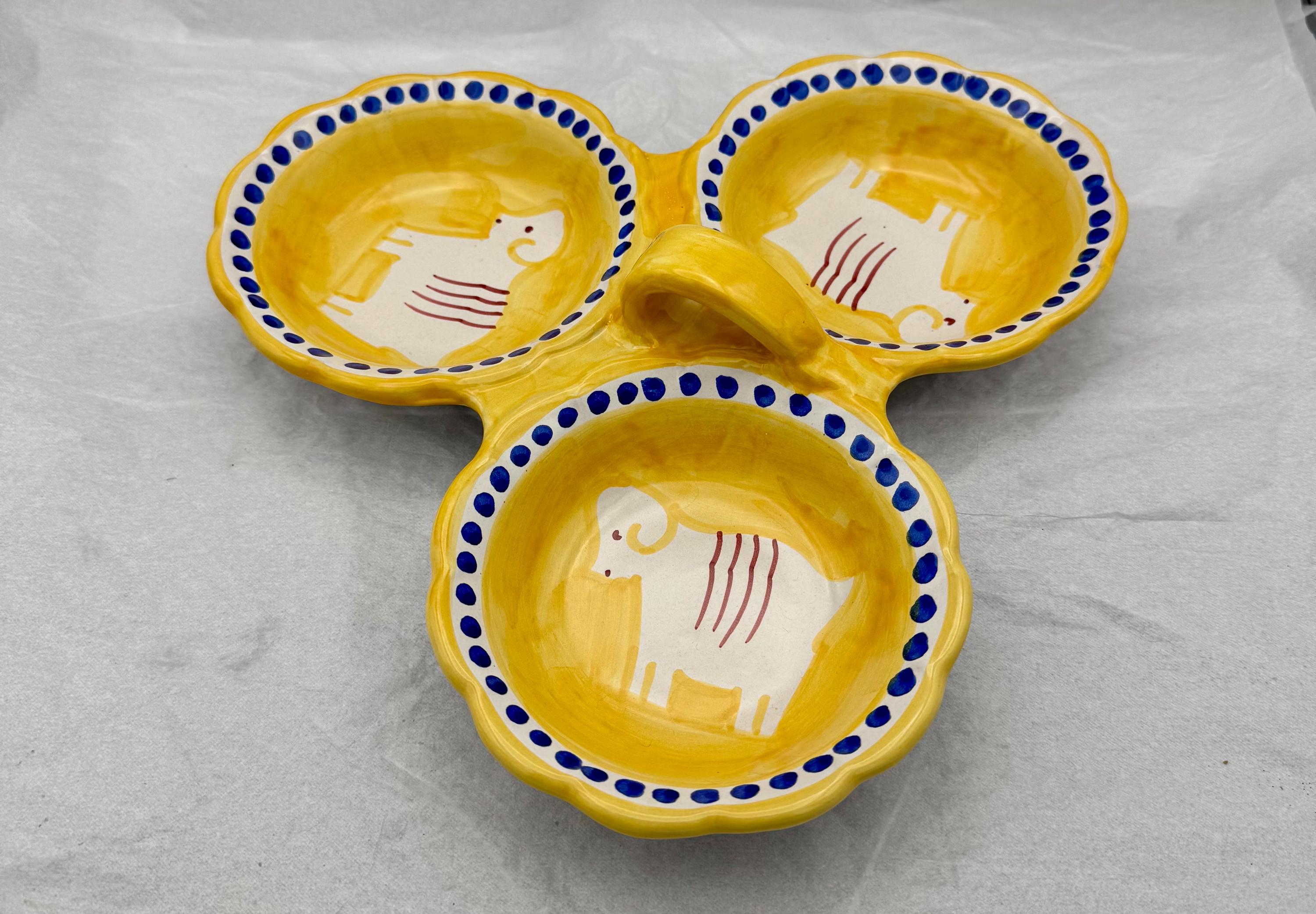 ヴィエトリ・ソリメーネ・カンパーニャ陶器 3パーツサービングボウル