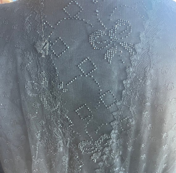 Antique Victorian Black Chantilly Lace Beaded Si… - image 10