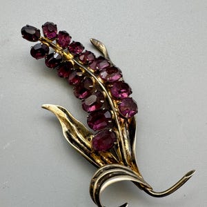Lovely Vintage Art Deco Sterling Amethyst Glass Flower Brooch