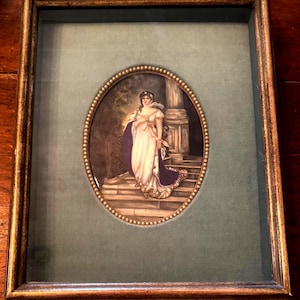 Antique French Framed Hand Painted Signed Porcelain Plaque Marie Louise