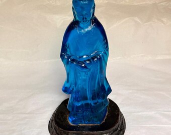 Vintage Chinese Scholar's Rock: Dali Marble Gongshi With Wood Base