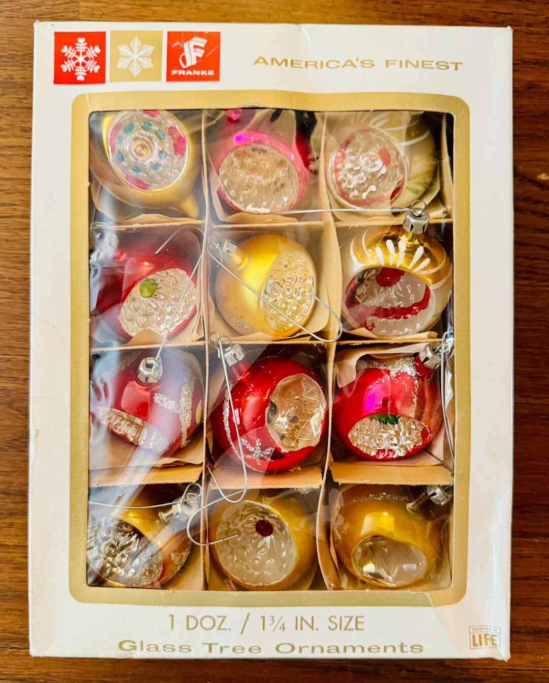 Set 12 Boxed Handpainted Glitter Glass Christmas Ornaments Xmas Bulbs ...