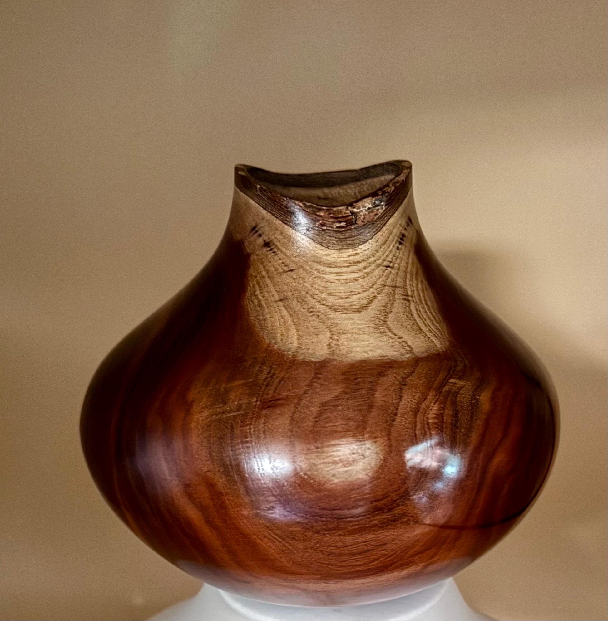 Vintage 1980s Turned Pistachio Wood Bowl Michael Peterson Museum