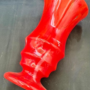 Vintage Vibrant Czech Art Deco Red Stepped Glass Vase