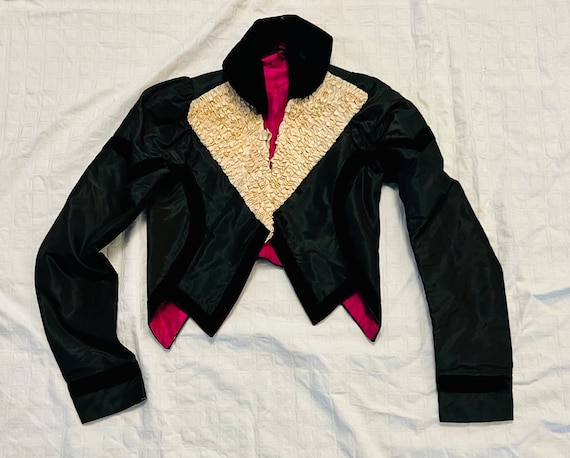 Unusual Victorian Girls silk lace velvet Jacket S… - image 1