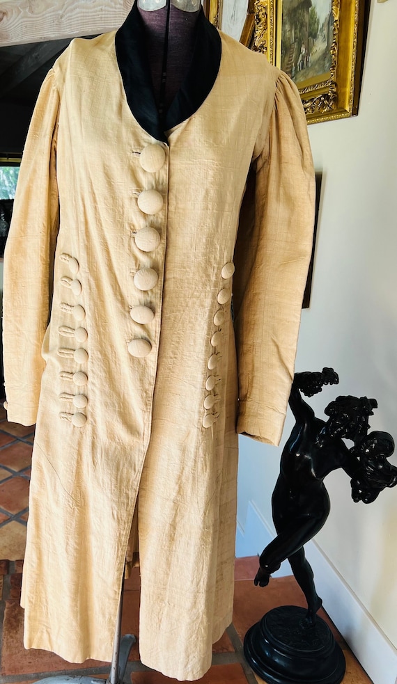 Stunning Vintage Edwardian Beige Raw Silk Duster C