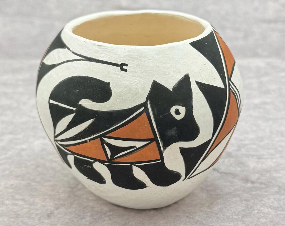 新品 アコマ　Acoma　ポッテリー　猫　ネコ　陶器　ネイティブアメリカン 新品 アコマ Acoma ポッテリー 猫 ネコ 陶器 ネイティブアメリカン