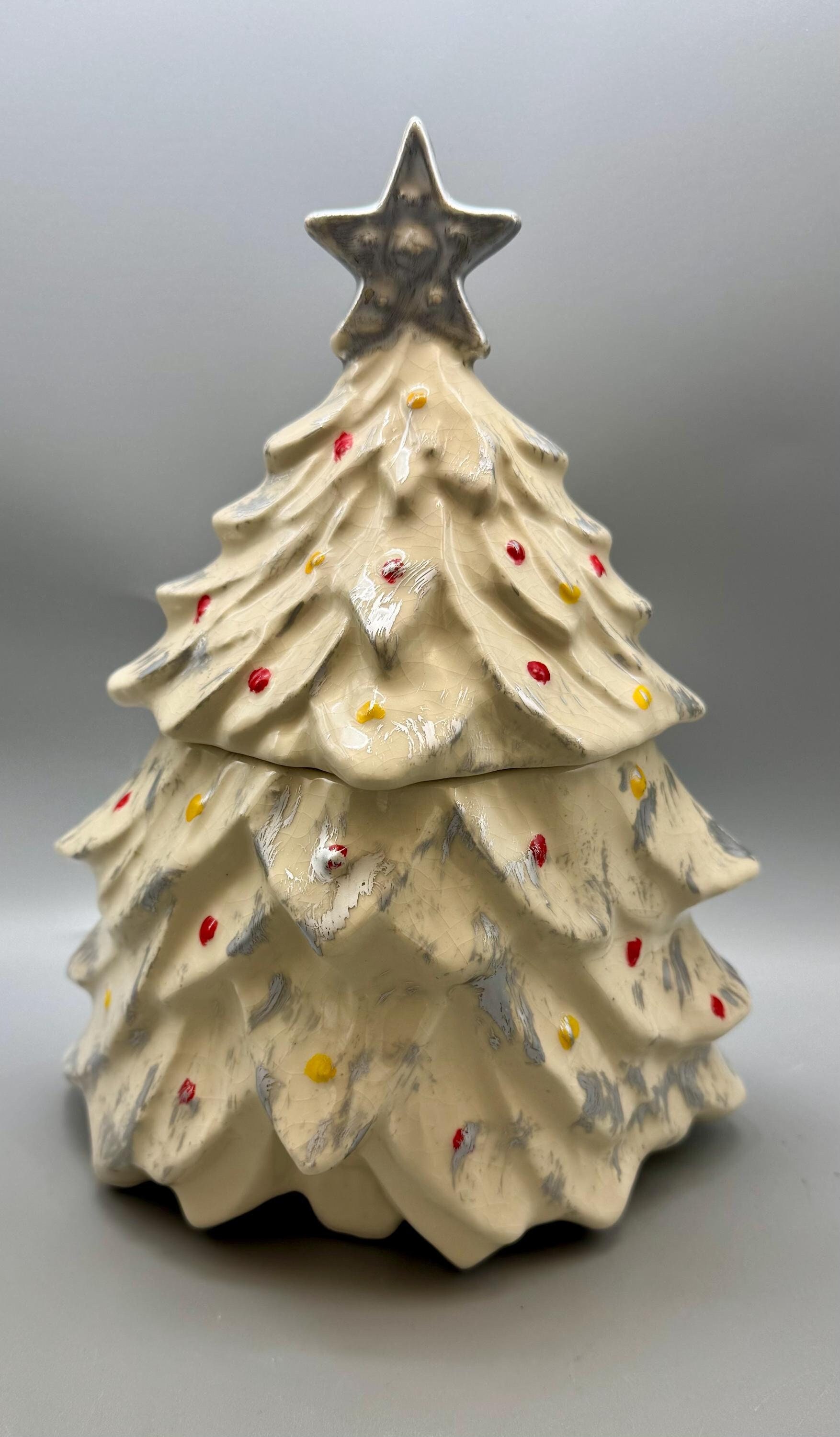 Extra Rare Vintage 1950s Mccoy Pottery White Christmas Tree Cookie