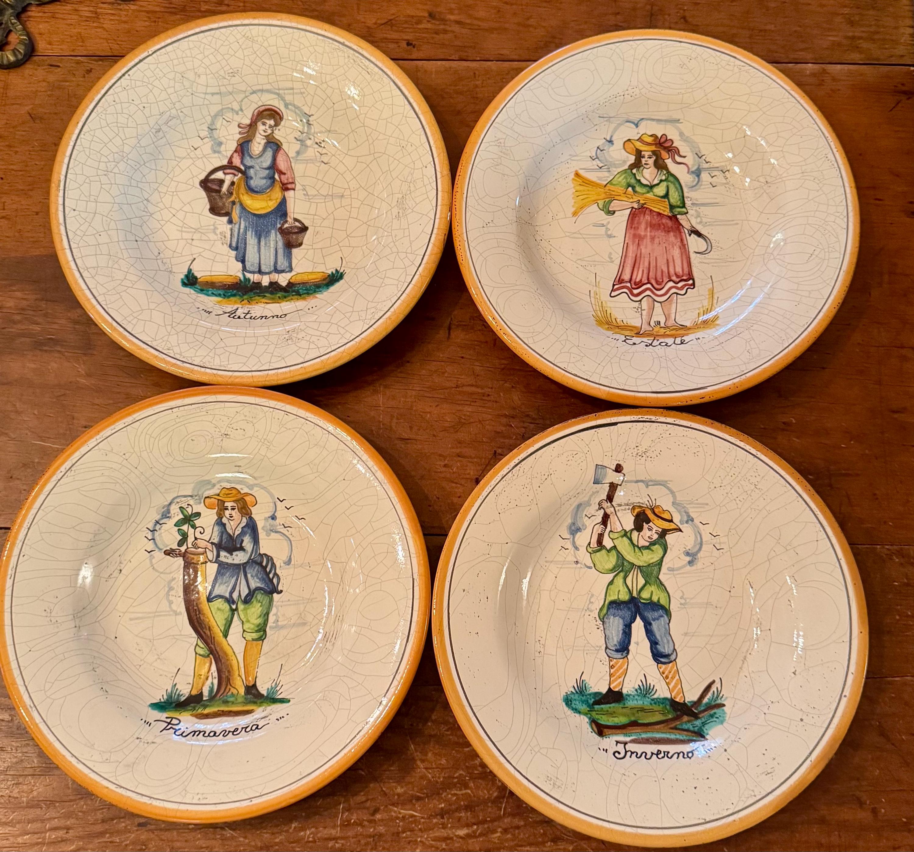 Set 4 Vintage Bertini Ceramiche Italian Ceramic Plates Four