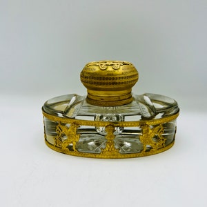 Zeldzame antieke Baccarat Empire bronzen glazen presentatie-inktpotje